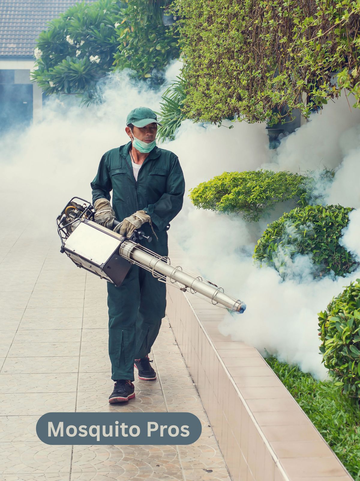 Professional mosquito control technicians treating The Woodlands Texas property
